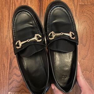 H&M Black Loafers with Gold Detail